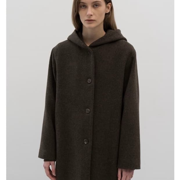 문달 후드 롱 코트