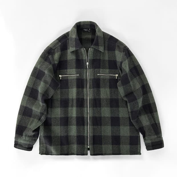 90s 빈티지 아네스베 옴브 버팔로 체크 울 집업 자켓