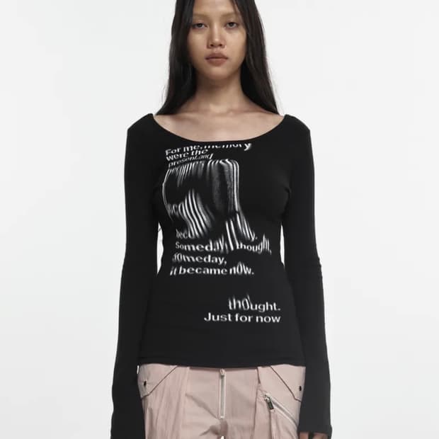 나체 플로우 슬림핏 롱슬리브 블랙 0사이즈