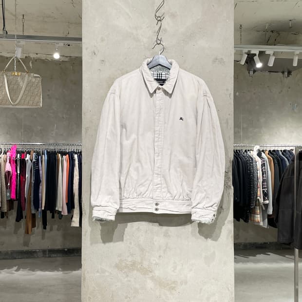 버버리 블랙라벨 오프 화이트 마이크로 기마로고 코듀로이 자켓