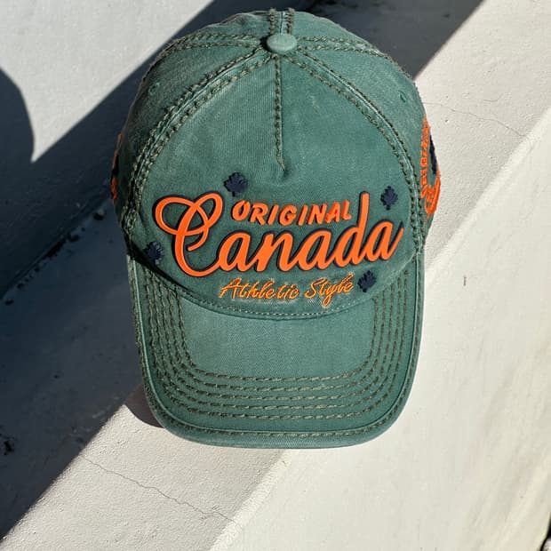 [F] 빈티지 로고 워싱그린 볼캡 모자