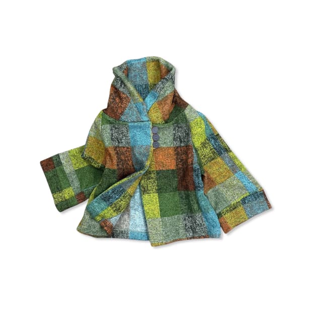 Wool Patchwork Cape Jacket