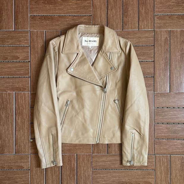 Ray beams sheepskin rider leather jacket