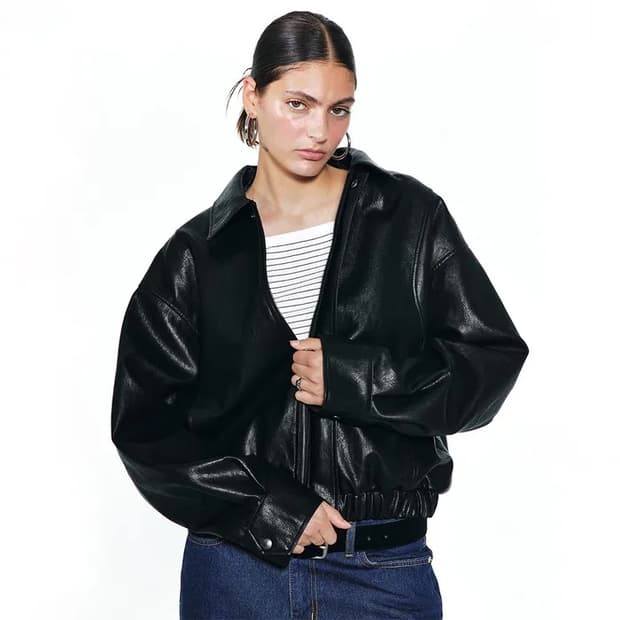 다이닛 에코 레더 봄버 밴딩 점퍼