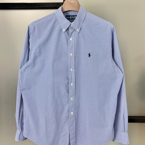 [2XL]POLO폴로 네이비포니 블루 잔체크 셔츠 