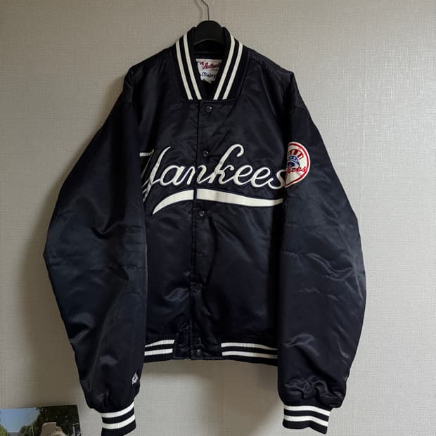  상태최상 90’s 마제스틱 뉴욕 양키스 바시티 자켓 네이비