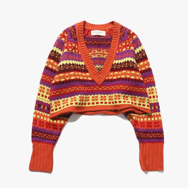BEAMS BOY - FAIR ISLE V NECK KNIT
