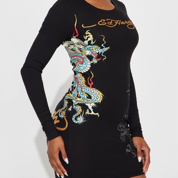 [새제품] 에드하디 드래곤 롱슬리브 미니 원피스