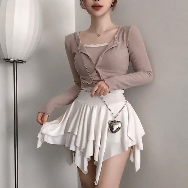 팅커벨 언발 캉캉 플레어 미니 스커트