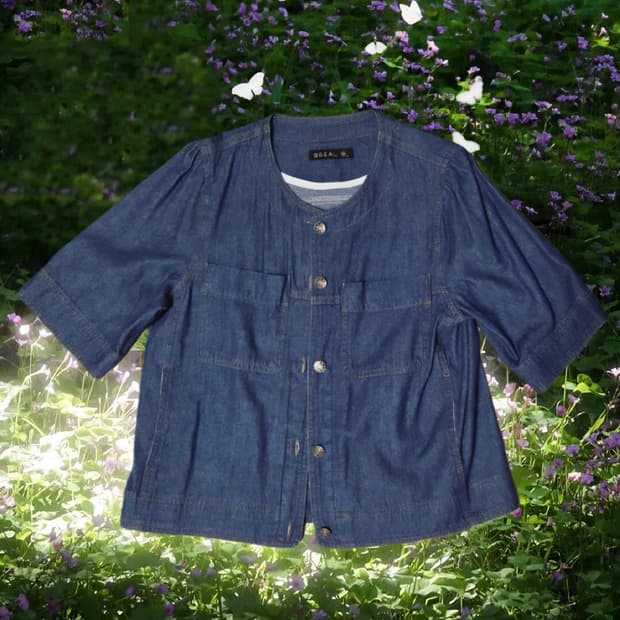 하구미 모리 7부 진청 데님 자켓