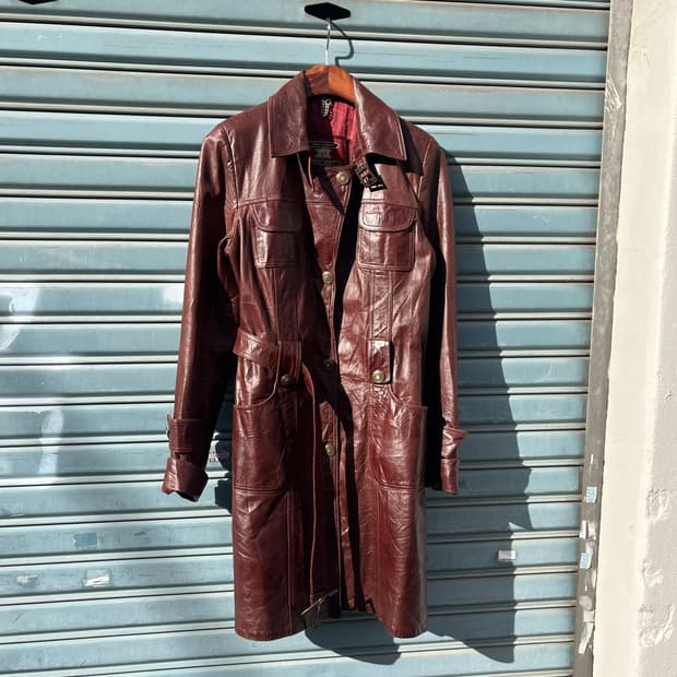 Vintage (maede in Italy) 리얼레더 레드컬러 코트 