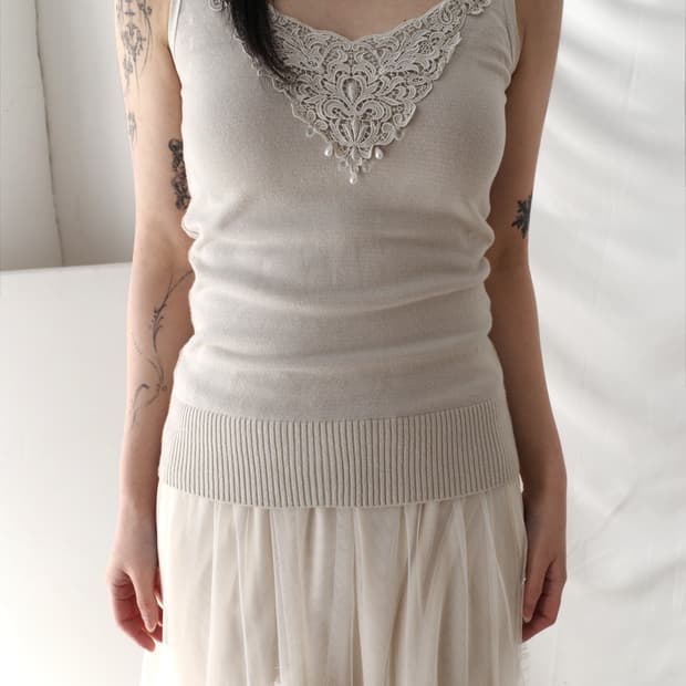 lace beads knit sleeveless