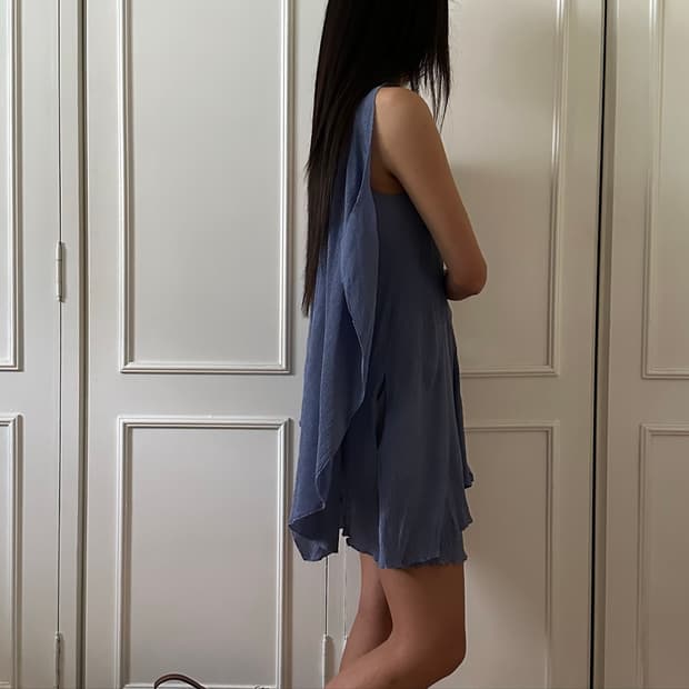 crinkle airy flow sheer dress