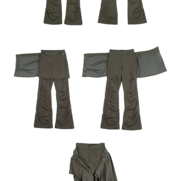 Ojos Wrap Over Tuck Pants Khaki M