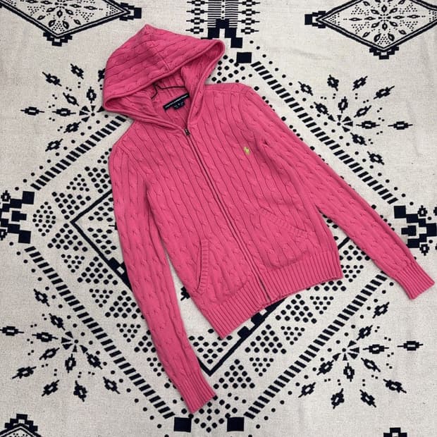 폴로 랄프로렌 꽈배기 니트 후드집업 가디건 S P00074