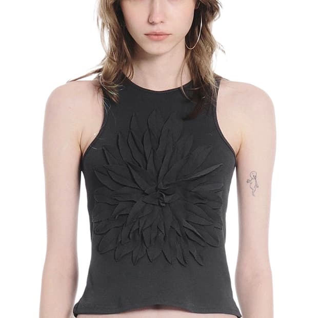 Flower Ribbed sleeveless