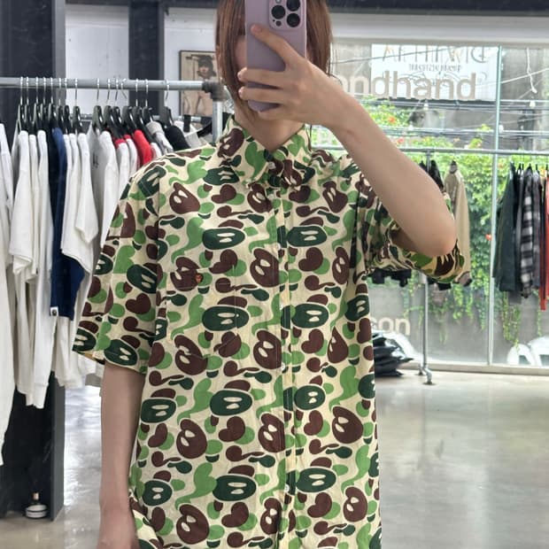 베이프 오픈카라 반팔셔츠