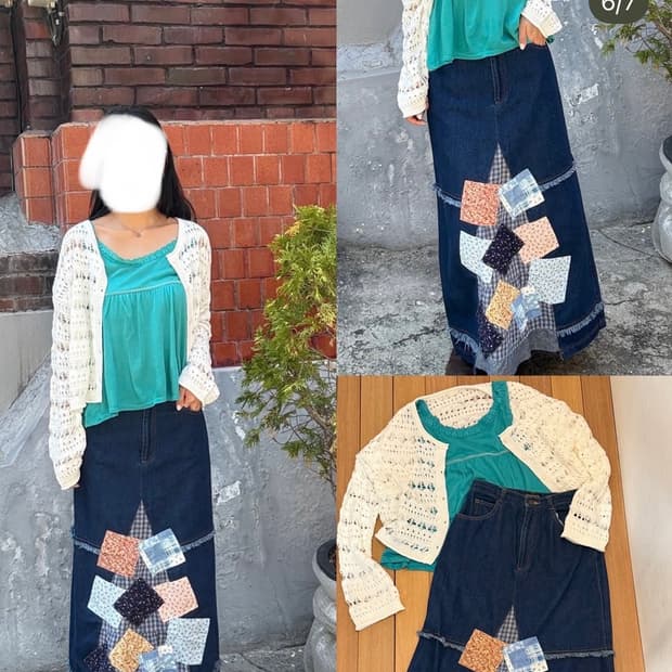 또순네빈티지 패치 스커트 코디 일본 빈티지 모리걸 카모메산장 미라이클립