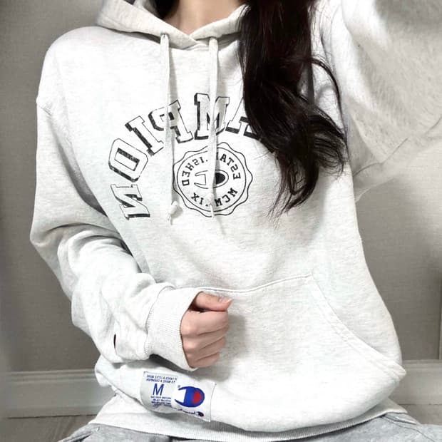 M/챔피온 후드티/오트밀/브랜드/옷/교복아우터/백메란지