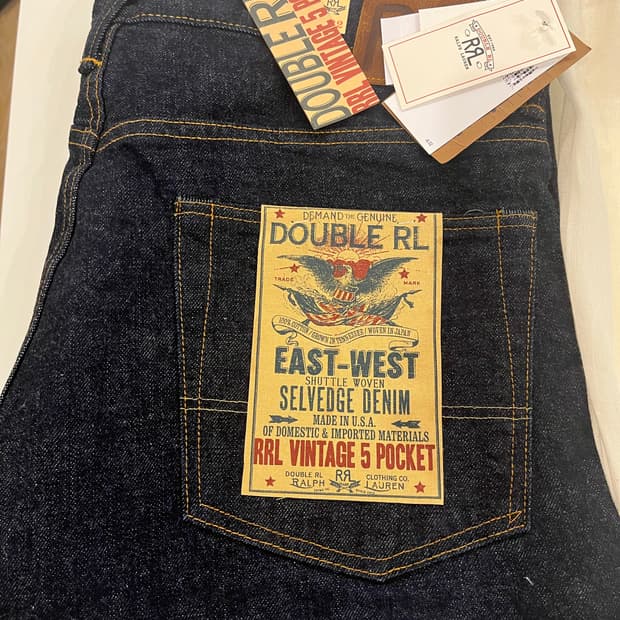 rrl 빈티지 5 포켓 이스트웨스트 셀비지