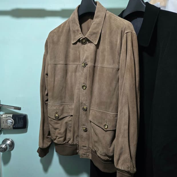 Italy made 빈티지 스웨이드 레더 자켓 2XL 브라운 110