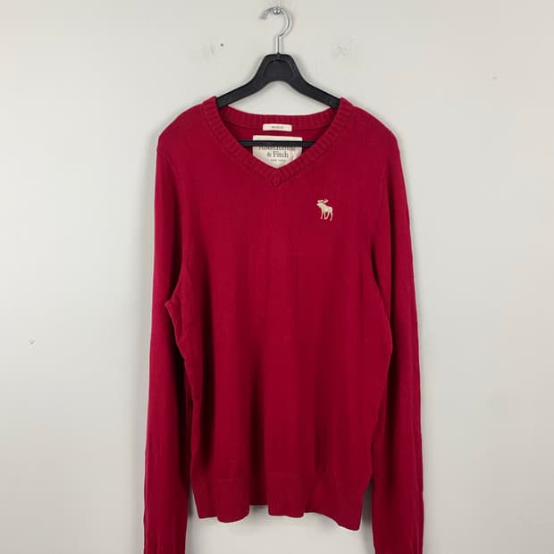 아베크롬비 브이넥 니트 레드 XL <529>