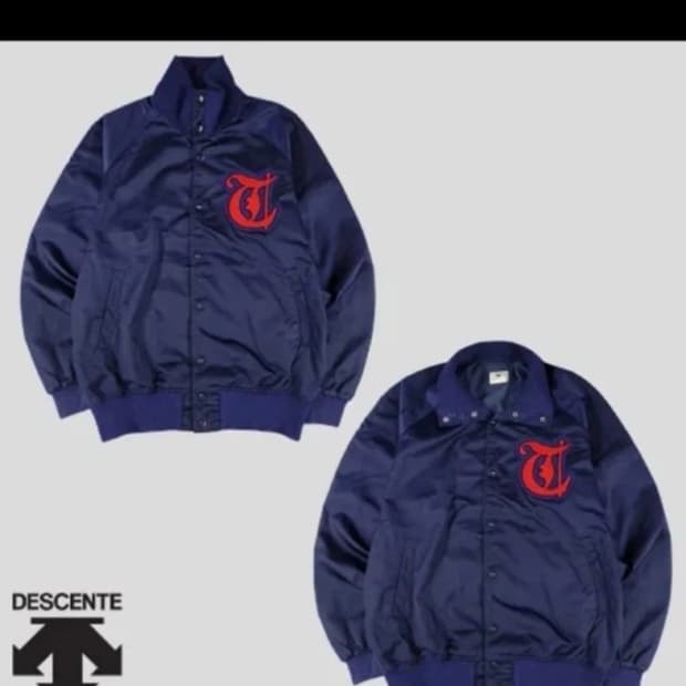 데상트 JP 네이비 레드 빅부클로고 바시티자켓 스타디움점퍼 야구점퍼 L
