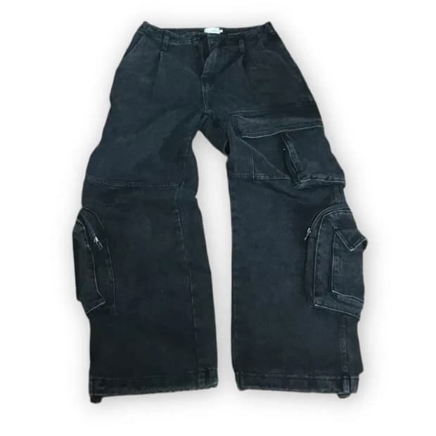 흑청 벌룬 포켓 카고팬츠