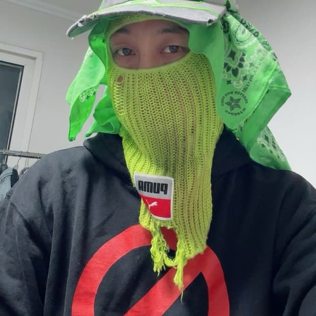 미국빈티지 반다나 스카프 라이트그린