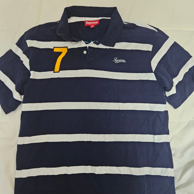 슈프림 커시브 폴로 네이비