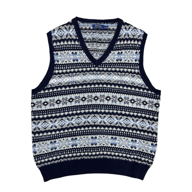 폴로 캐시미어 혼방 페이어일 니트 베스트(L)