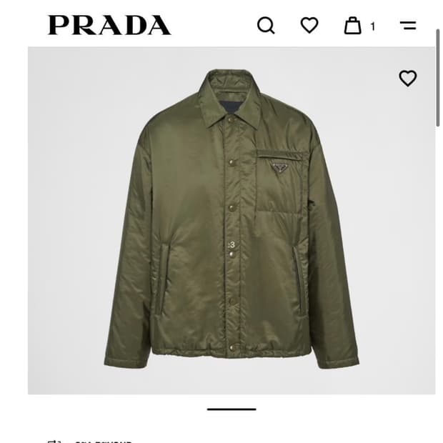 프라다 리나일론 자켓 카키 패딩 M