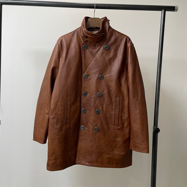 (103~105) Carphey 브라운 레더 피코트 자켓