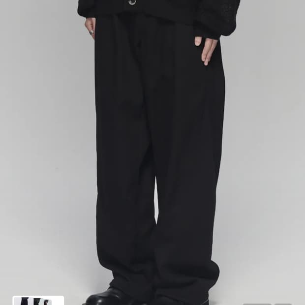 메종미네드 니트 팬츠 MIXED KNIT WIDE PANTS BLACK