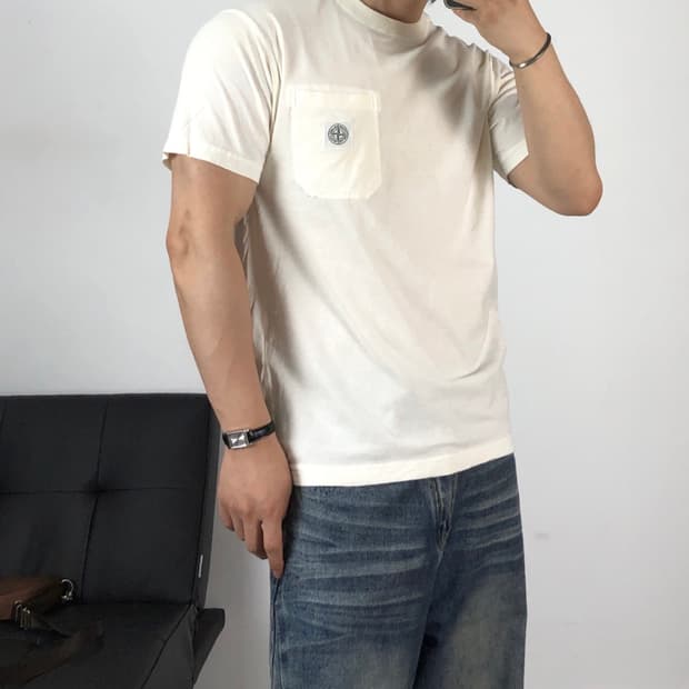 스톤아일랜드 정품 자수와펜 반팔 화이트