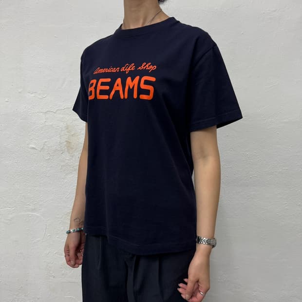 빔즈(BEAMS) 22ss 45th 클래식 로고 프린트 코튼 크루넥 반팔