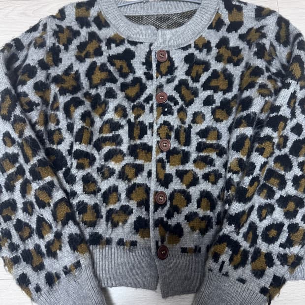 레오파드 크롭 가디건 일본 빈티지