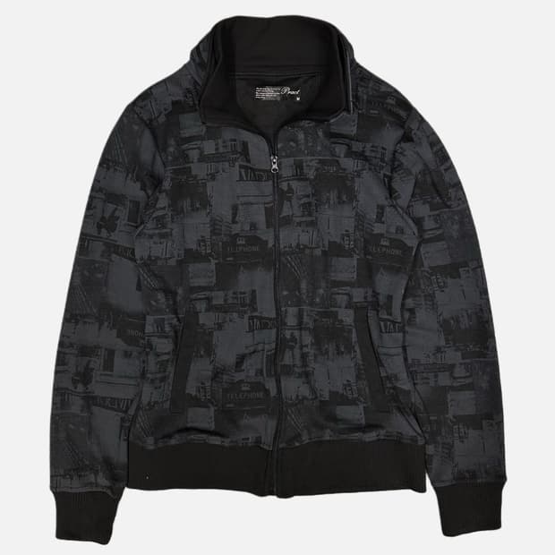 grunge picture pattern zip-up