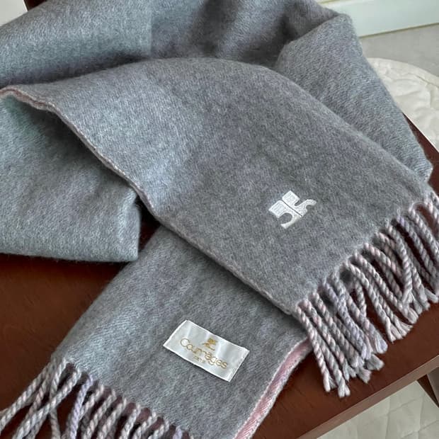 쿠레쥬 리버시블 양면 머플러 목도리 그레이 핑크