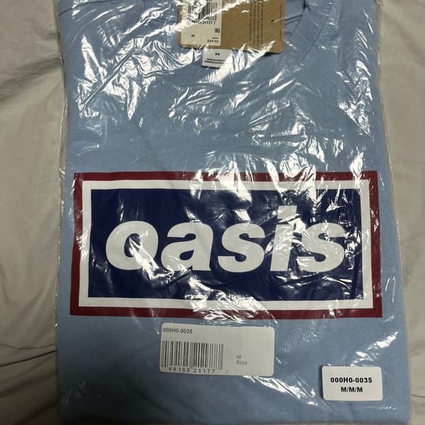 [M] 리바이스 오아시스 oasis 로고 반팔 티셔츠 하늘색 새상품