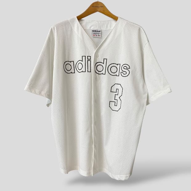 (L)90s 아디다스 메쉬 베이스볼 셔츠 저지