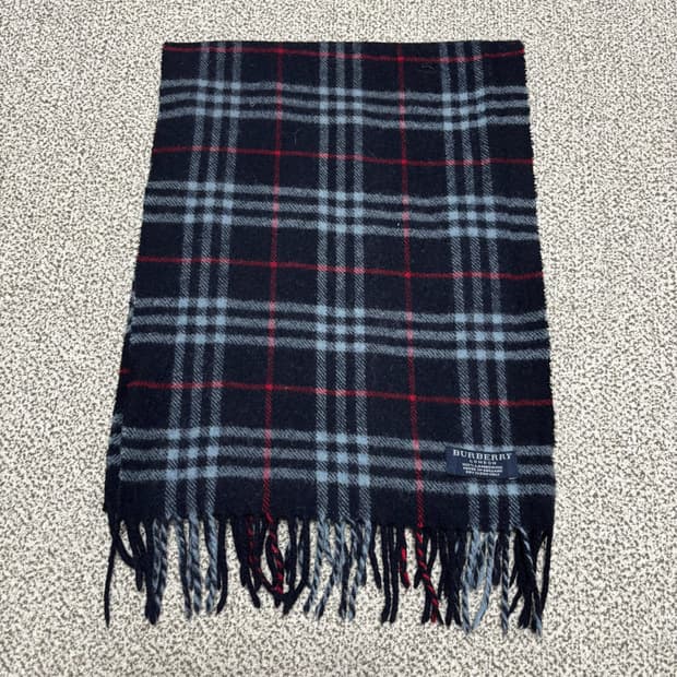 [택포,램스울100] 버버리 노바체크 네이비 머플러 목도리 [A+]
