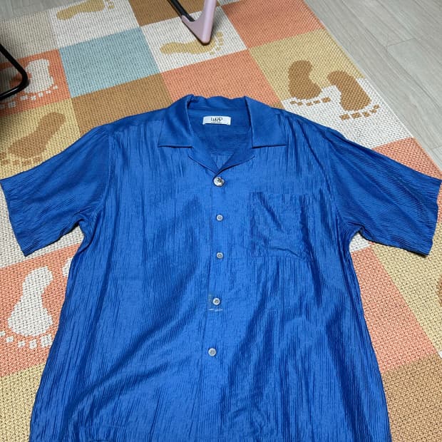 (44)엘무드 라운지 스트라이프 하프 셔츠 블루