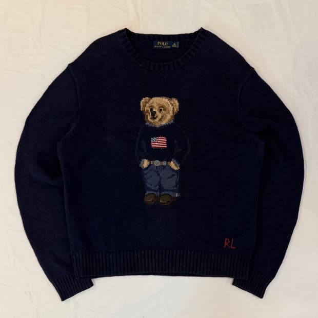 폴로 랄프로렌 대장급 폴로베어 성조기 니트 네이비