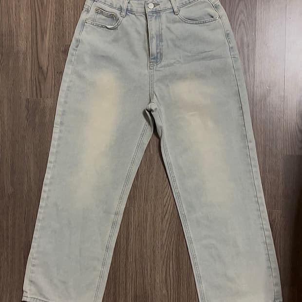 연청 워싱 와이드 팬츠