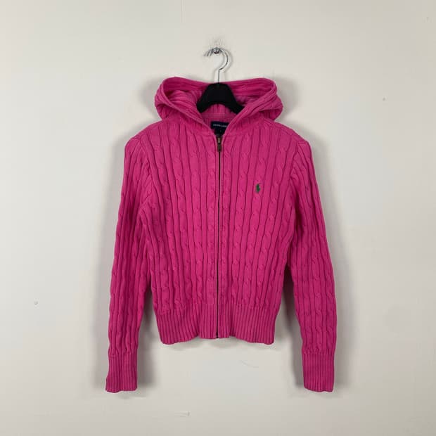 폴로 랄프로렌 케이블 니트 후드집업 핑크  L <623>