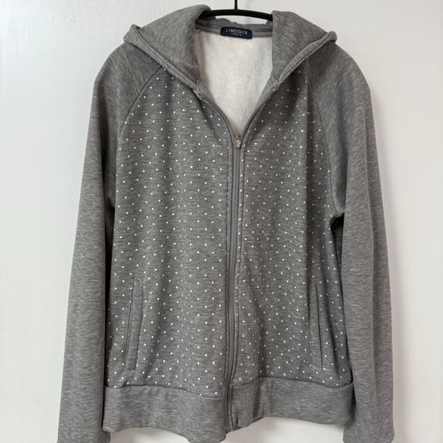 빈티지 도트 나그랑 그레이 후드집업