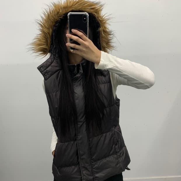 Y2k 그레이 퍼 다운 베스트