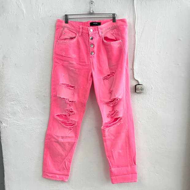 아미리 디스트레스드 핑크 진