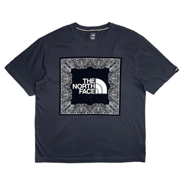  THE NORTH FACE 반다나 프린팅 티셔츠 그레이 105